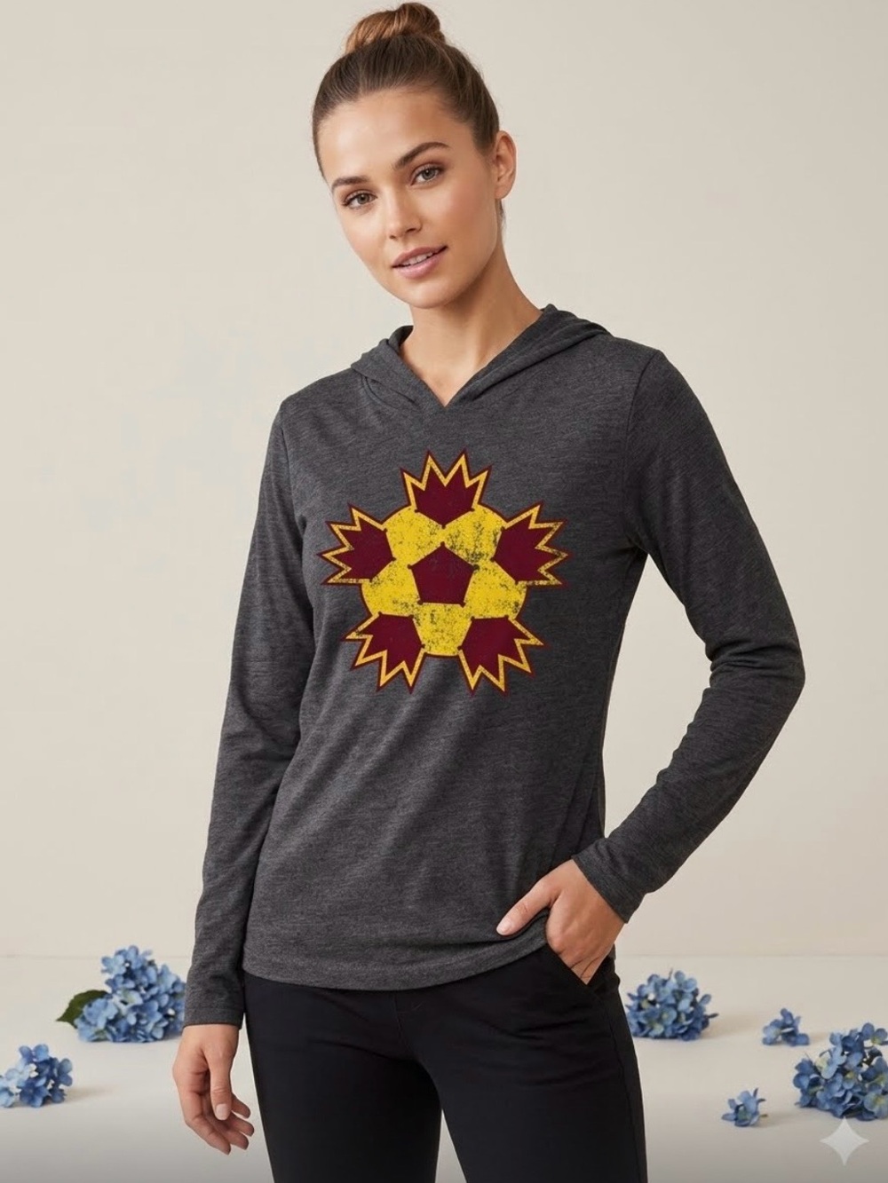 Women’s Soccer Baltimore Blast. Gray Hooded Long-Sleeve Shirt